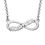 Collier en argent rhodi chane avec pendentif symbole infini avec dcoupe  maman  au centre - longueur ...