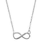 Collier en argent rhodi chane avec pendentif symbole infini en fil lisse - longueur 40cm + 5cm de rallonge ...