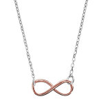 Collier en argent rhodi chane avec pendentif symbole infini en fil lisse dor rose - longueur 40cm ...