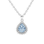 Collier en argent rhodié chaîne avec pendentif topaze bleue véritable forme goutte 8x6 contour topazes ... Collier en argent rhodié chaîne avec pendentif topaze bleue véritable forme goutte 8x6 contour topazes ...