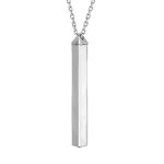 Collier en argent rhodi chane avec pendentif tube 4 faces  graver 1, 2, 3 ou 4 prnoms longueur 40 ...