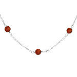 Collier en argent rhodi chane avec perles d' ambre vritable couleur miel 42 + 3cm