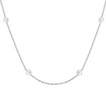 Collier en argent rhodi� cha�ne avec perles blanches d'eau douce 40cm + 5cm