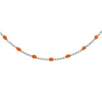 Collier en argent rhodi� cha�ne avec perles oranges fluo 40 + 5cm