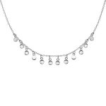 Collier en argent rhodi chane ras du cou avec pampilles lisses longueur 40 + 4cm