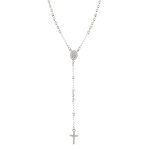 Collier en argent rhodi chapelet boules diamantes - 45 + 5cm