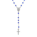 Collier en argent rhodi chapelet boules facetes agates bleues - 45 + 5cm