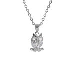 Collier en argent rhodié chouette hibou oxyde blanc 41 + 3cm Collier en argent rhodié chouette hibou oxyde blanc 41 + 3cm