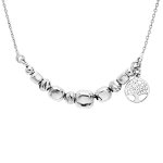 Collier en argent rhodi� cubes et boules avec pampille arbre de vie 43 + 2cm
