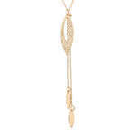 Collier en argent rhodi et dorure jaune forme y chane avec pampilles plumes et chanettes 40 + 5cm