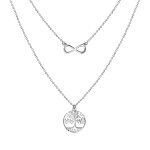Collier en argent rhodi double chane infini et arbre de vie 41cm + 3cm