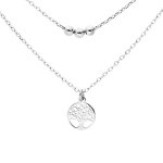 Collier en argent rhodi� double cha�ne avec pendentif arbre de vie et boules 40 + 5cm