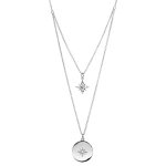 Collier en argent rhodié double rang avec pendentif etoile et pastille oxyde blanc longueur 40 + 4cm Collier en argent rhodié double rang avec pendentif etoile et pastille oxyde blanc longueur 40 + 4cm
