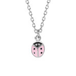 Collier en argent rhodi enfant coccinelle rsine rose - 36 + 2cm