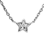 Collier en argent rhodi� avec �toile coeur oxyde blancs sertis 37 + 3cm