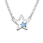 Collier en argent rhodi� �toile avec petite �toile bleue 35 + 5cm