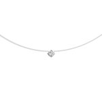 Collier en argent rhodi� fil en nylon avec pendentif oxyde blanc solitaire de 3mm - longueur 42cm