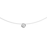 Collier en argent rhodié fil en nylon avec pendentif oxyde blanc solitaire de 3mm serti clos - longueur ... Collier en argent rhodié fil en nylon avec pendentif oxyde blanc solitaire de 3mm serti clos - longueur ...
