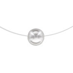 Collier en argent rhodi� fil en nylon avec pendentif perle blanche synth�tique de 10mm longueur 42cm