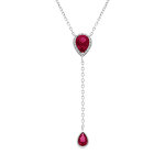 Collier en argent rhodi forme cravate avec gouttes d'oxyde rouge et contour d'oxydes blancs - 39 + 5cm ...