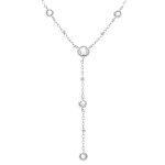 Collier en argent rhodi forme cravate oxydes blancs - 38 + 5cm