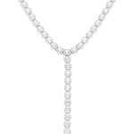 Collier en argent rhodi forme cravate avec oxydes blancs sertis tennis 3mm - 38 + 5cm