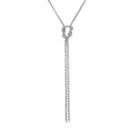 Collier en argent rhodié forme cravate oxydes blancs sertis tennis avec noeud - 38 + 5cm Collier en argent rhodié forme cravate oxydes blancs sertis tennis avec noeud - 38 + 5cm