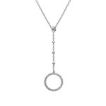 Collier en argent rhodié forme cravate avec cercle - 40 + 5cm Collier en argent rhodié forme cravate avec cercle - 40 + 5cm