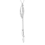 Collier en argent rhodi forme y chane avec pampilles plumes et chanettes 40 + 5cm