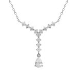 Collier en argent rhodié forme cravate avec oxydes blancs sertis - 42 + 3cm Collier en argent rhodié forme cravate avec oxydes blancs sertis - 42 + 3cm
