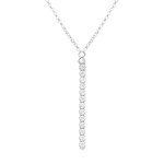 Collier en argent rhodi� forme y riviere d'oxydes blancs sertis - 41 + 5cm