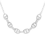 Collier en argent rhodi grain de caf avec oxydes blancs sertis - 40 + 3cm