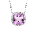 Collier en argent rhodi massif collection joaillerie chane avec pendentif carr amethyste contour oxydes ...