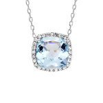 Collier en argent rhodi massif collection joaillerie chane avec pendentif gros carr topaze bleue contour ...
