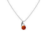 Collier argent rhodi pendentif ambre vritable et oxydes blancs - 42 + 3cm