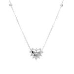 Collier en argent rhodi� pendentif coeur avec etoile du nord contour d'oxydes blancs sertis - 42 + 3cm ...