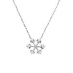 Collier en argent rhodi� pendentif flocon de neige d' oxydes blancs