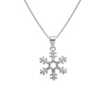 Collier en argent rhodi� pendentif flocon de neige avec oxydes blancs sertis 42 + 3cm