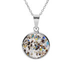 Collier en argent rhodi pendentif rond 15mm murano vritable borale 40 + 5cm