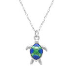 Collier en argent rhodi avec pendentif tortue rsine 15 mm - 40 + 5cm