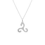 Collier en argent rhodi� pendentif triskel 14mm avec oxydes blancs - 40 + 5cm