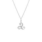 Collier en argent rhodi� pendentif triskel simple 10mm - 40 + 5cm
