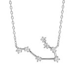 Collier en argent rhodi� avec pendentif zodiaque constellation gemeaux oxydes blancs sertis longueur ...