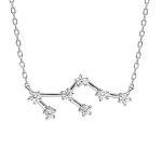 Collier en argent rhodi� avec pendentif zodiaque constellation lion oxydes blancs sertis longueur 42, ...