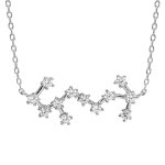 Collier en argent rhodi avec pendentif zodiaque constellation scorpion oxydes blancs sertis longueur ...