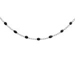 Collier en argent rhodi� avec perles noires 40 + 5cm