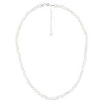 Collier en argent rhodi� rang de perles d'eau douce 5mm irr�guli�res 41 + 4cm