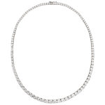 Collier en argent rhodi� riviere articulee orn�e d'oxydes blancs sertis en chute longueur 42cm