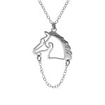 Collier en argent rhodi tte de cheval dcoup 40 + 4cm