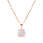 Collier en argent rose cha�ne avec pendentif pierre v�ritable quartz rose 6. 5mm 42 + 3cm